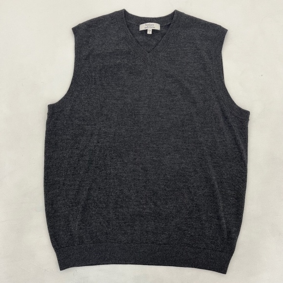 Turnbury Other - Turnbury Mens L Sweater Vest Gray Merino Wool V-Neck Ribbed Hem‎ Outdoor Comfort